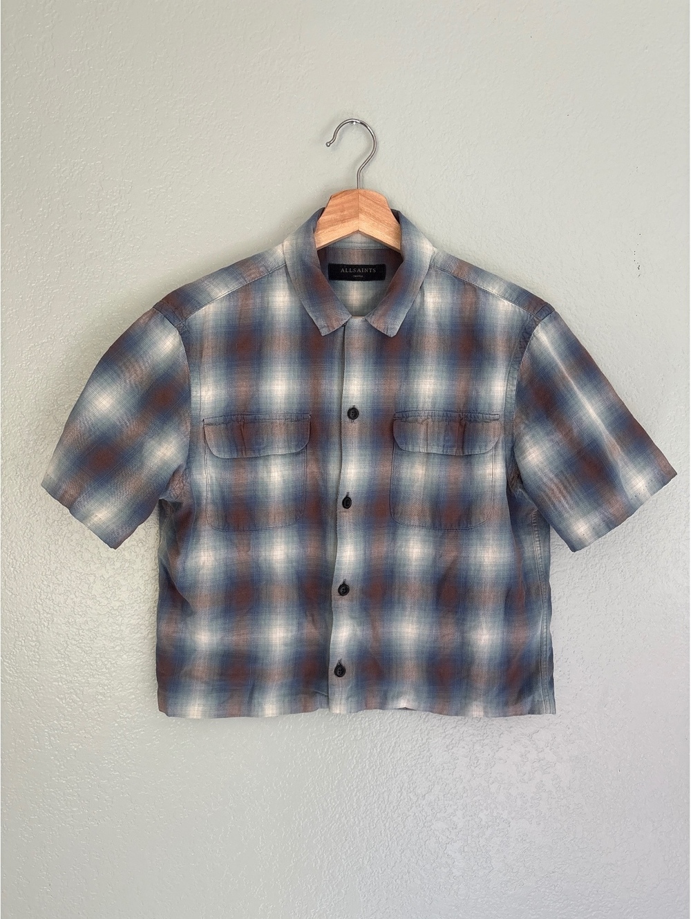 All Saints shirt grunge, 90s, indie crop plaid S